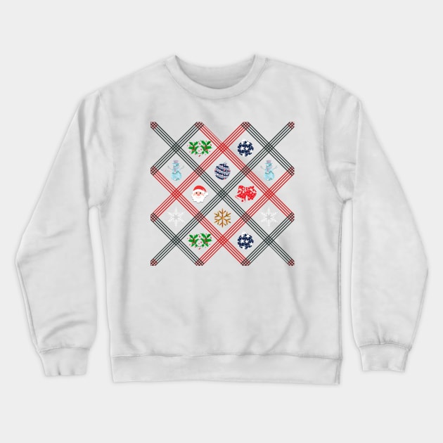 Christmas Ornaments with Crochet Squares Crewneck Sweatshirt by cesartorresart